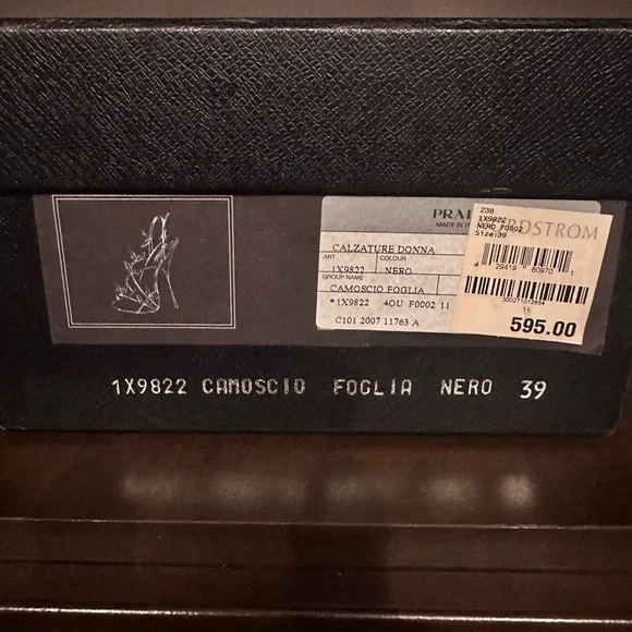 Prada Calzature Donna Camoscio Foglia Black Strappy Heels - Picture 12 of 15